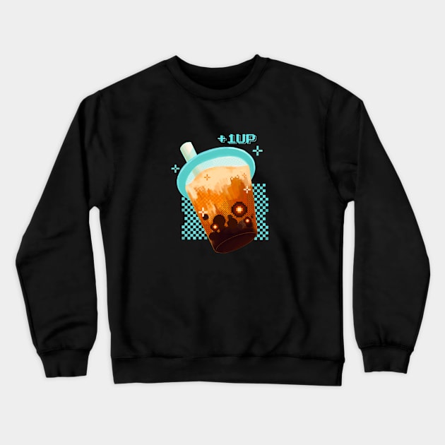 1UP Digital Brown sugar Boba tea Crewneck Sweatshirt by Rice Paste